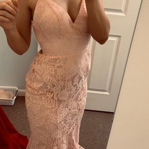 Light pink prom dress.
